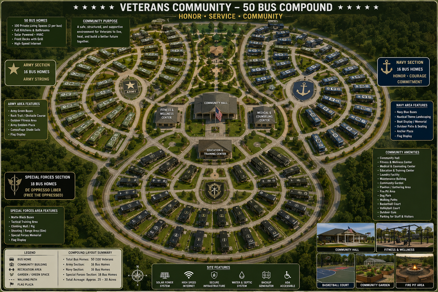 Veterans Community Yard 50-bus compound master site plan