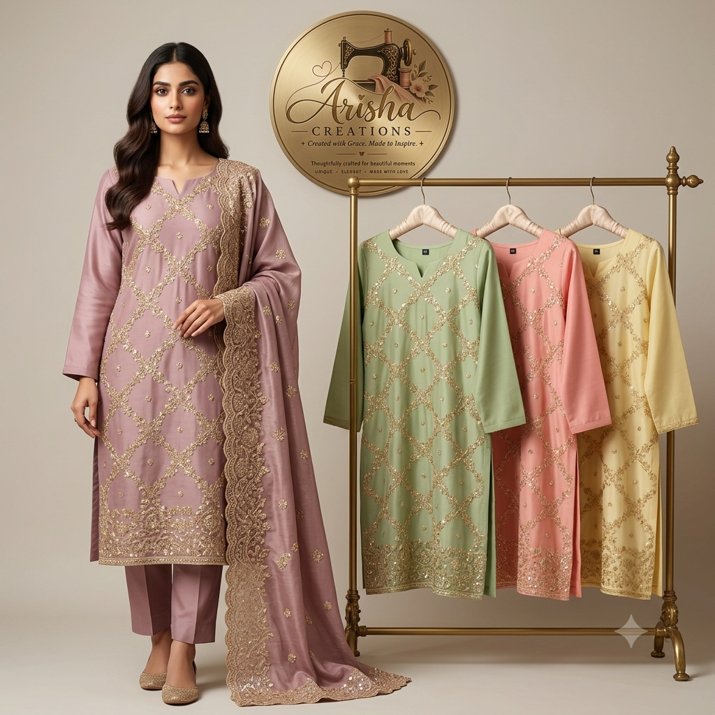 Shimmer Georgette Beat-Embroidered Suit