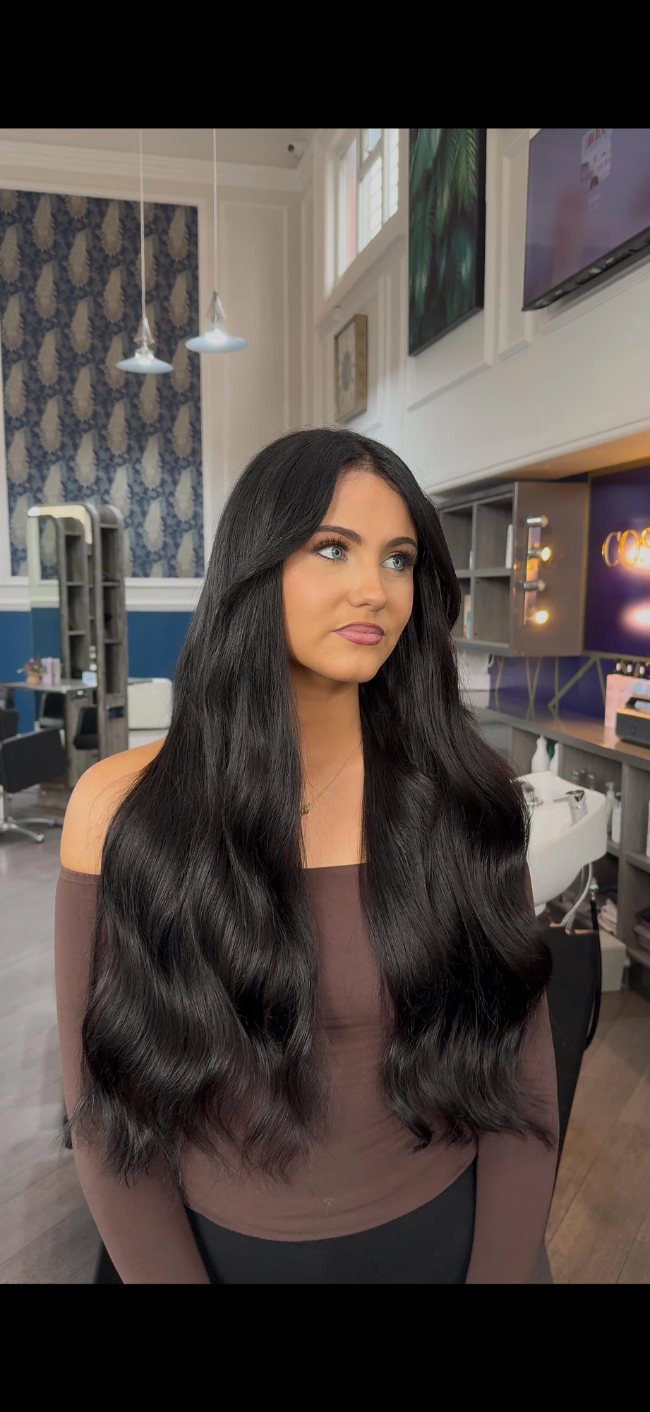 Hair transformation by Billy - long, glossy black hair