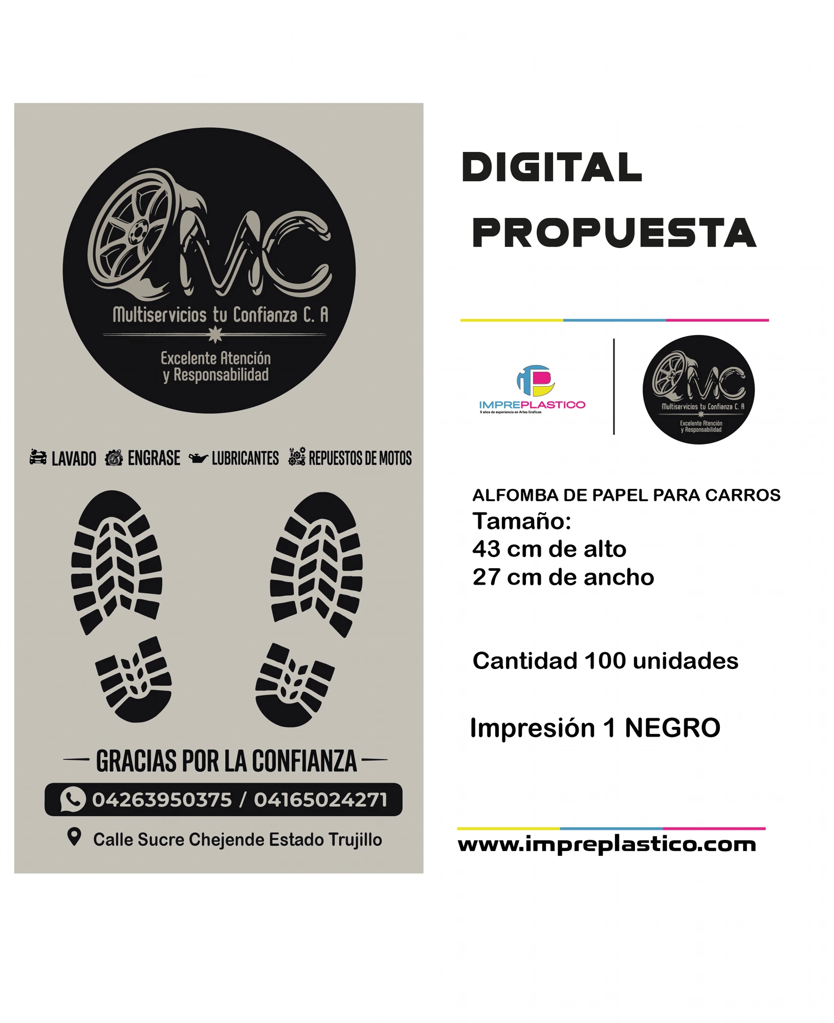 Propuesta digital alfombra para Multiservicios Tu Confianza