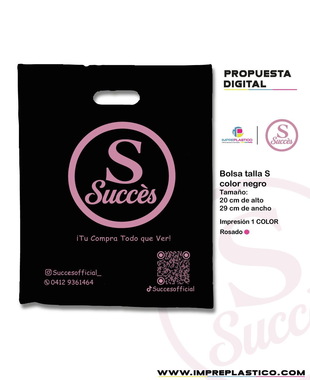 Propuesta digital bolsa talla S negra para Succès