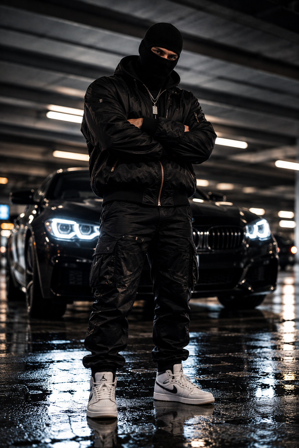 Albi69 mit ALBI69-Hoodie vor schwarzem BMW