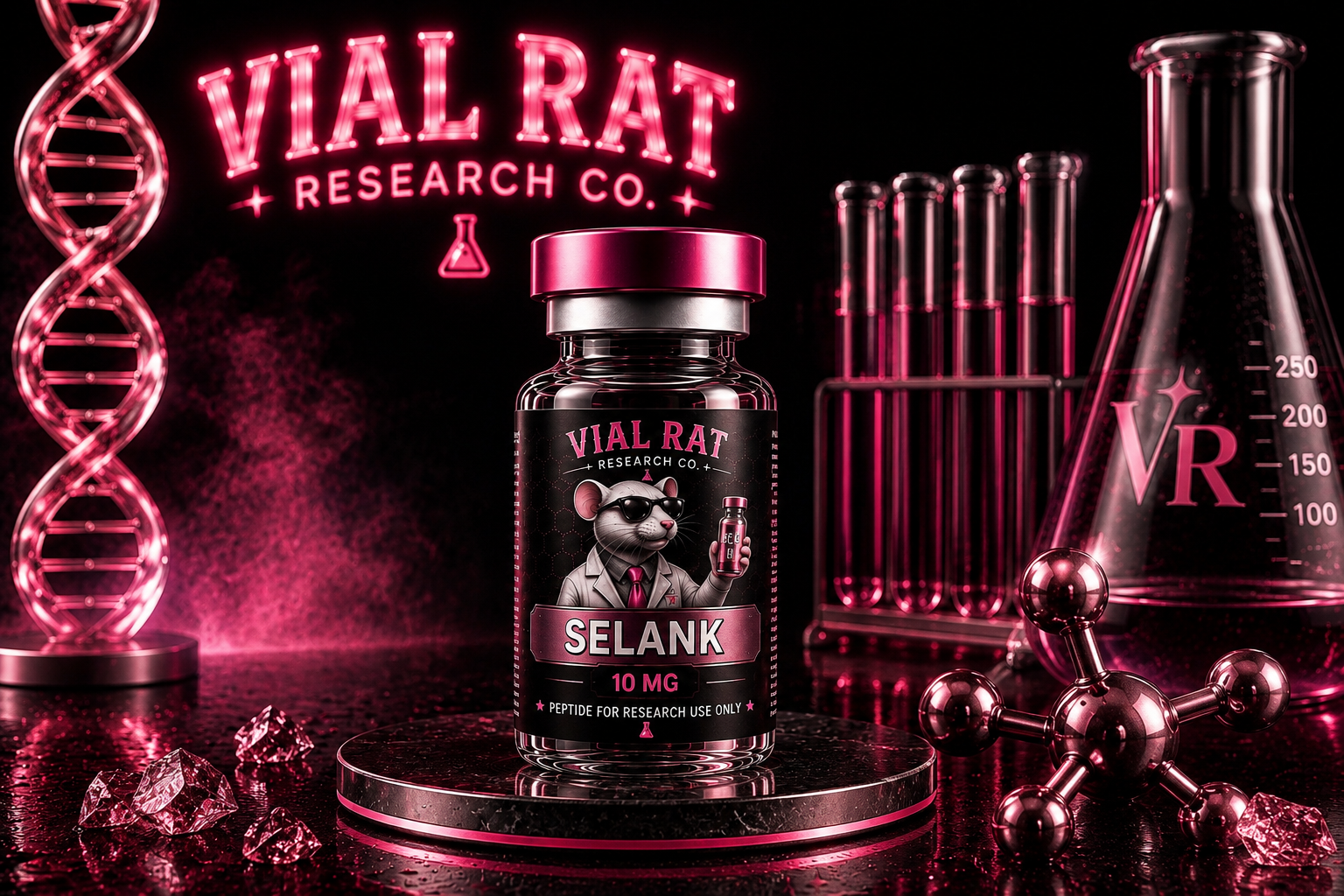 Selank 10 mg — research peptide from Vial Rat Research Co.