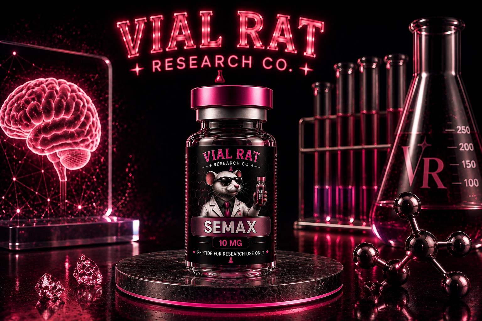 Semax 10 mg — research peptide from Vial Rat Research Co.