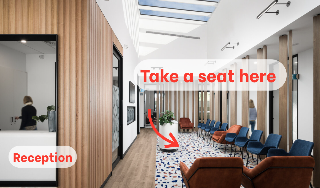 The waiting room at Highett — take a seat anywhere