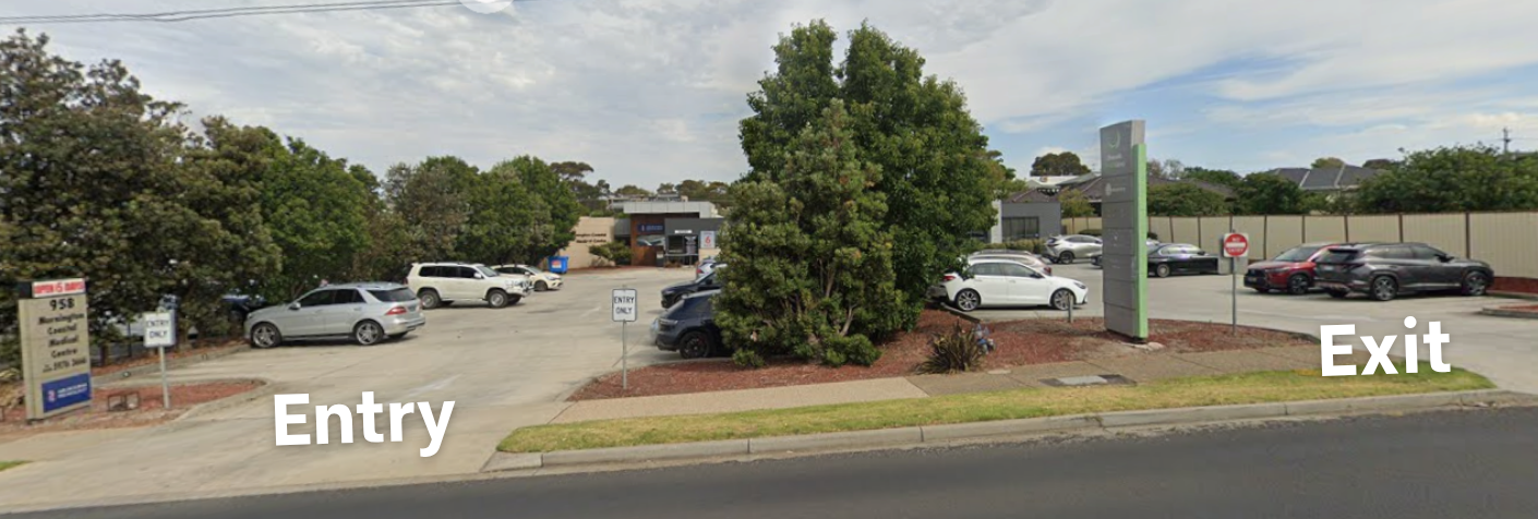 The two connected parking lots at Mornington