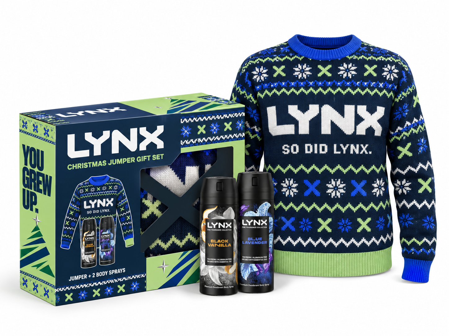 The jumper gift set — box, knit and two cans