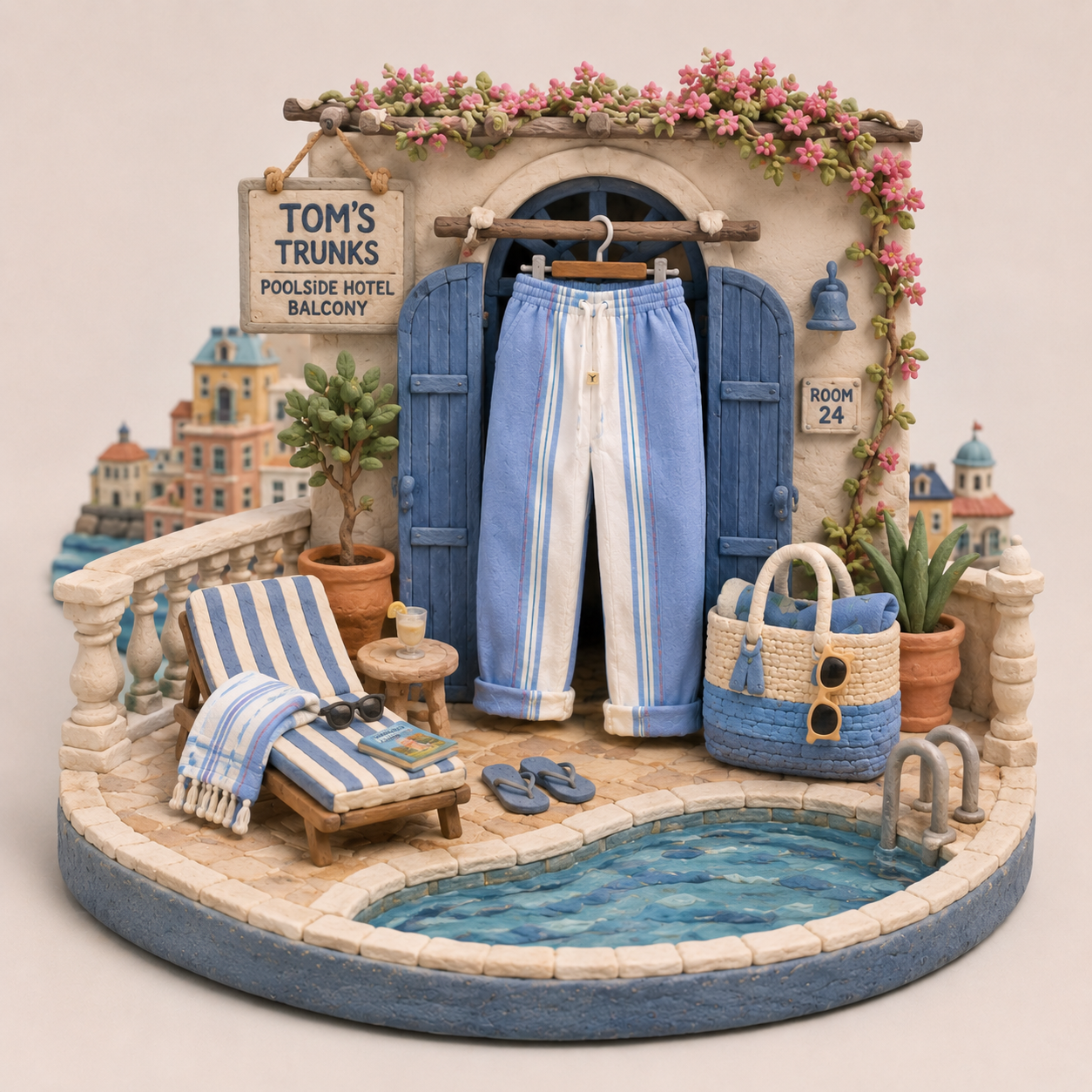 Clay model — Poolside Hotel Balcony