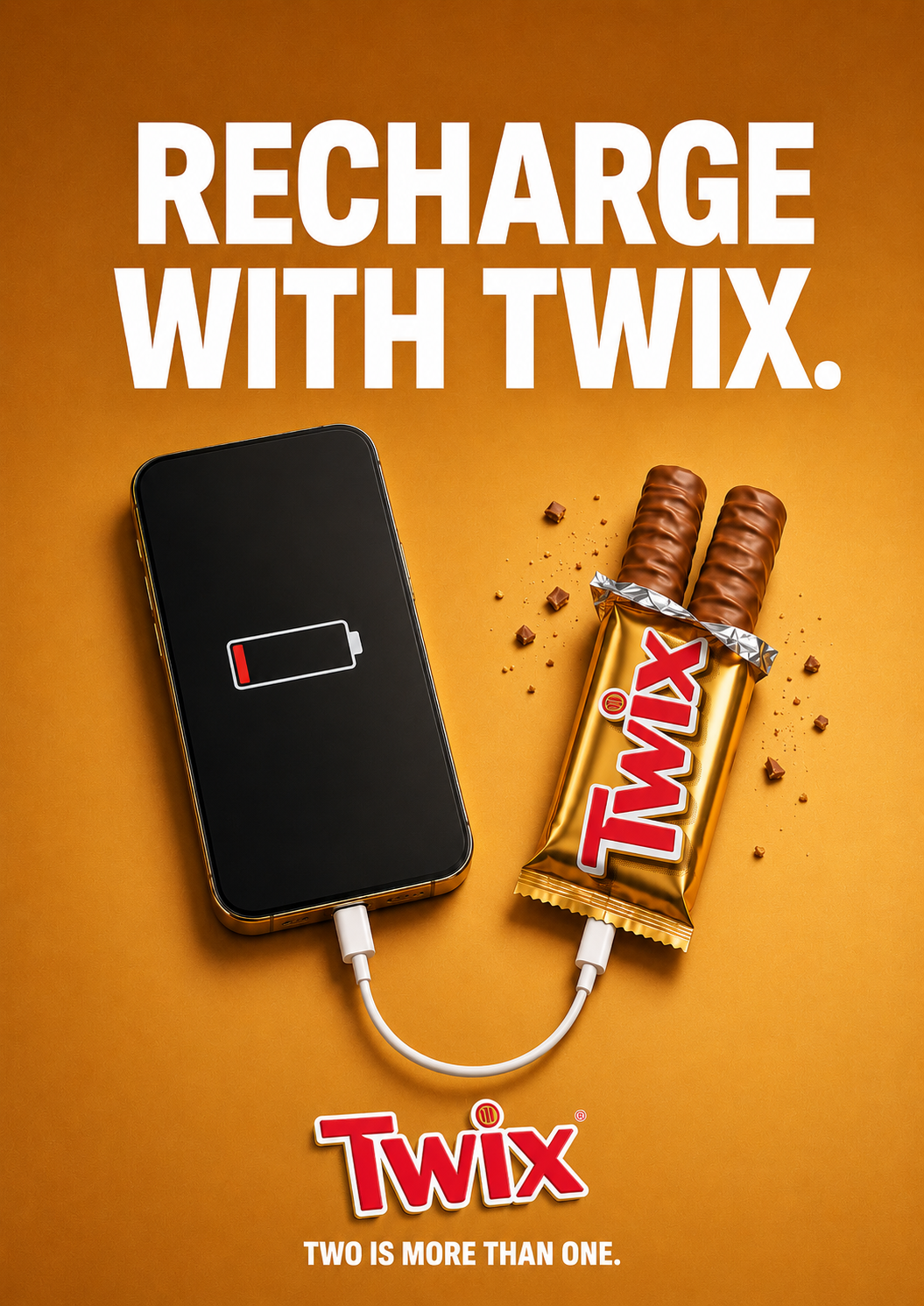 Recharge with Twix. — wrapper gold