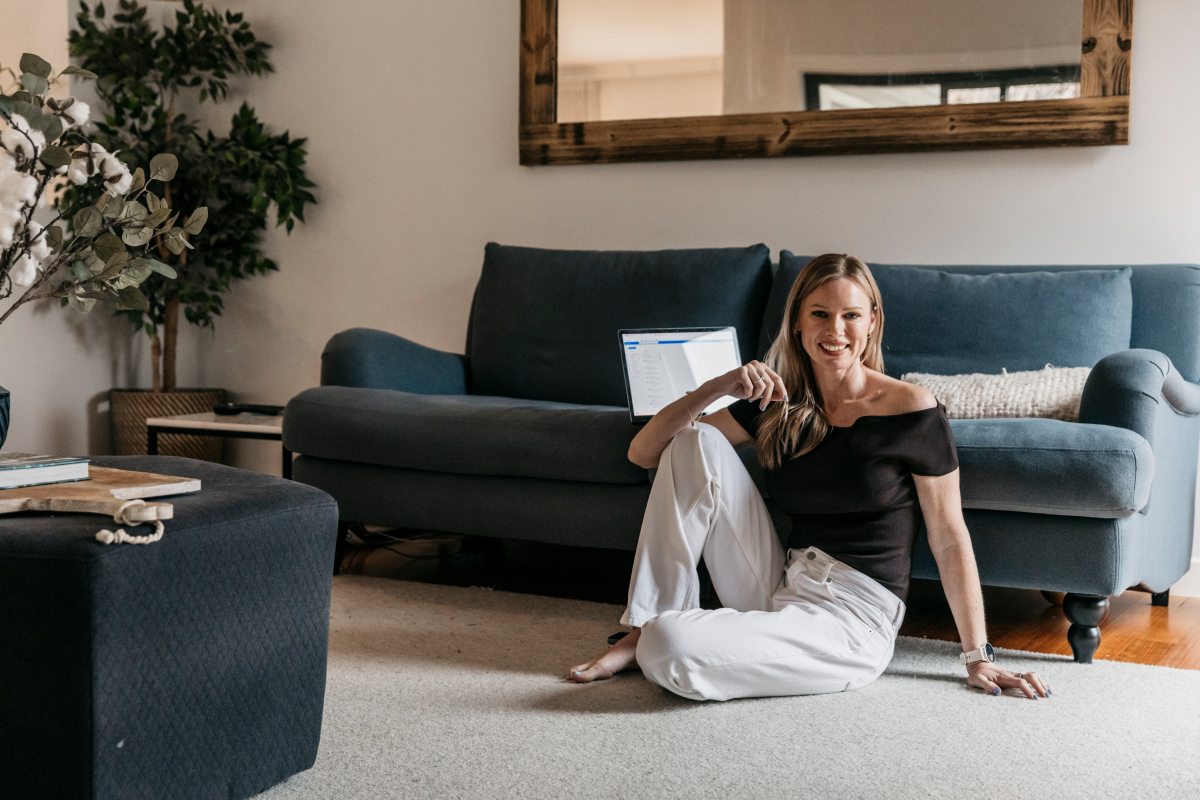 Caitlin Morrison working from her living room
