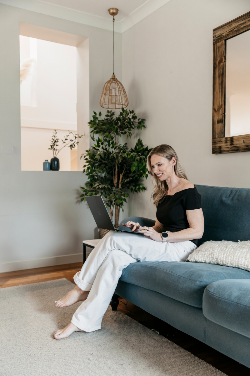 Caitlin Morrison reviewing a loan application