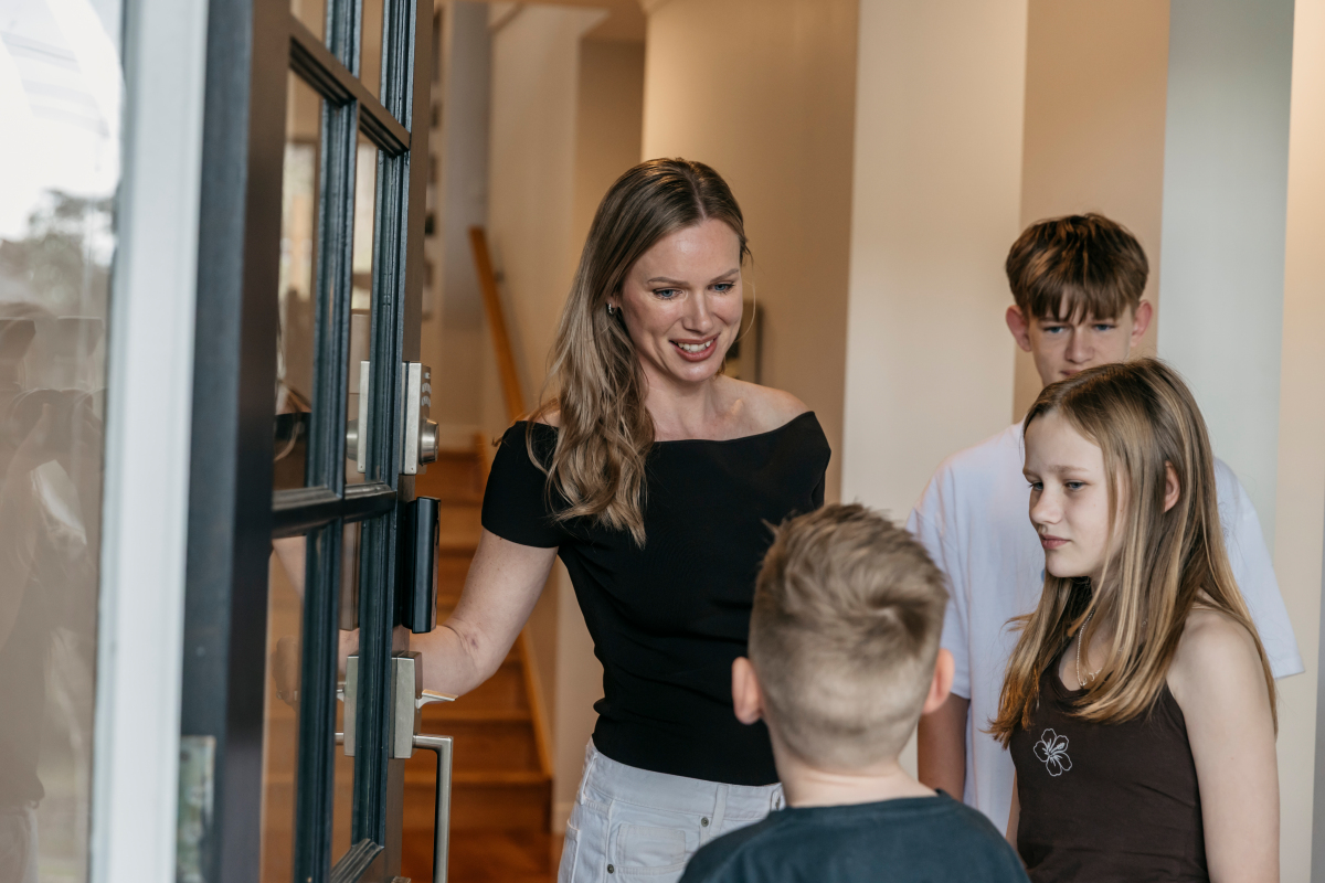 Caitlin Morrison at home with her family