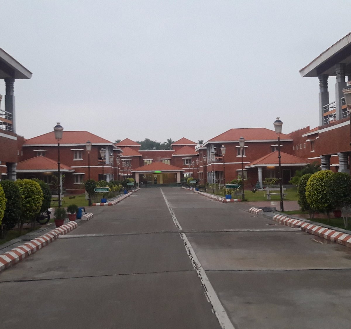 Yatri Nivas Guest House campus with blue sky