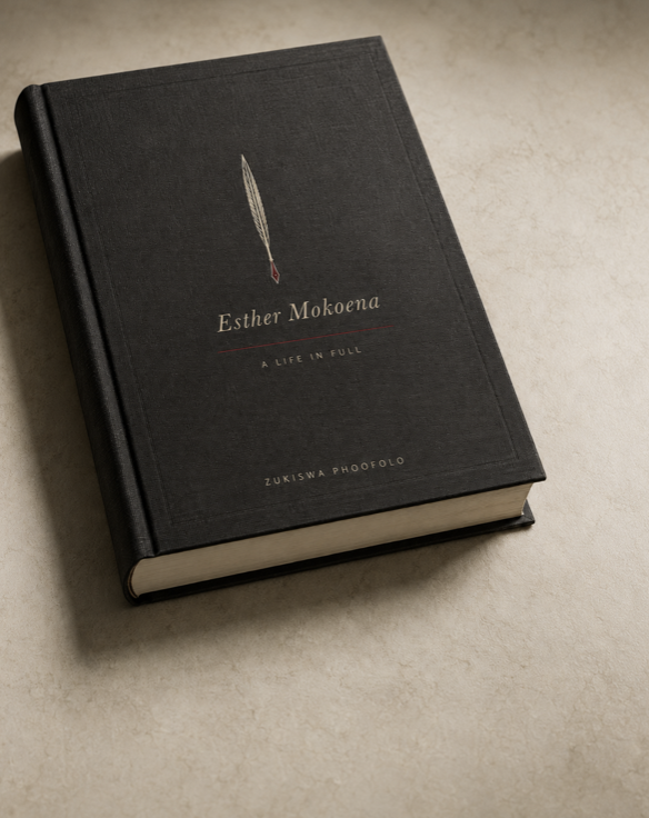 Esther Mokoena, A Life in Full: the finished hardcover resting on a table