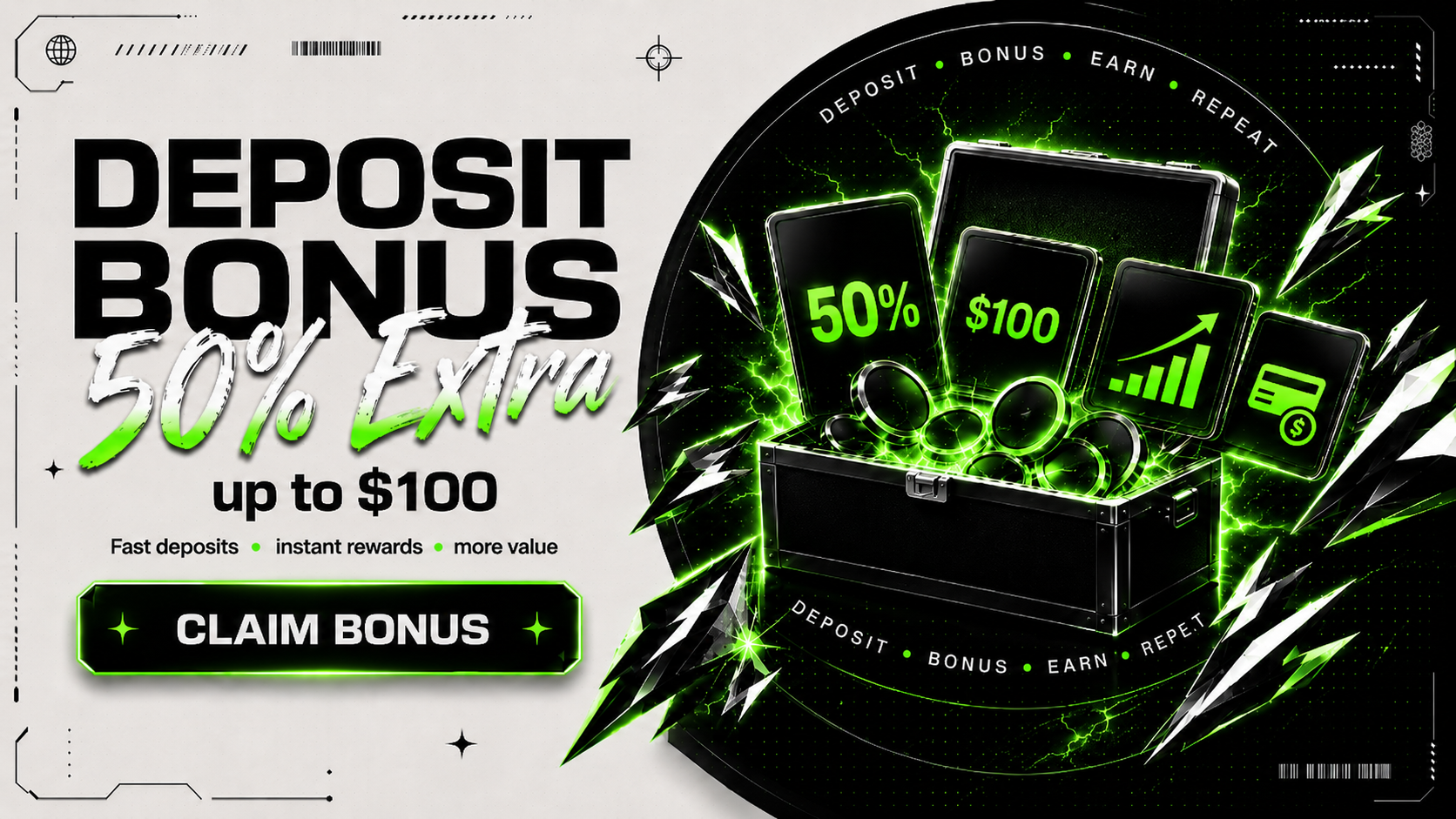 Deposit Bonus - 50% Extra up to $100
